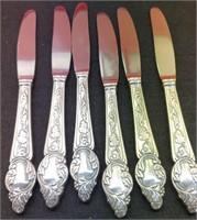 (6) Sterling Handle Knives, 491 Grams Total Weight