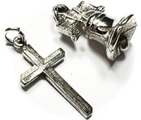 Lot of (2) Vintage Charms Cross and Bell