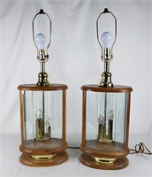 Table Lamps Glass and Wood