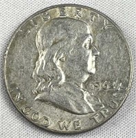 1962-D Franklin Silver Half Dollar, XF