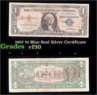 1957 $1 Blue Seal Silver Certificate Grades vf++