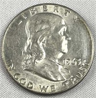 1963-DDR Franklin Silver Half Dollar AU+
