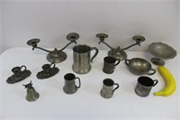 Vintage Pewter Candle & Cup lot