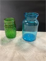 Vintage colored glass jars
