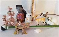 Various Animal Figurines & Cane