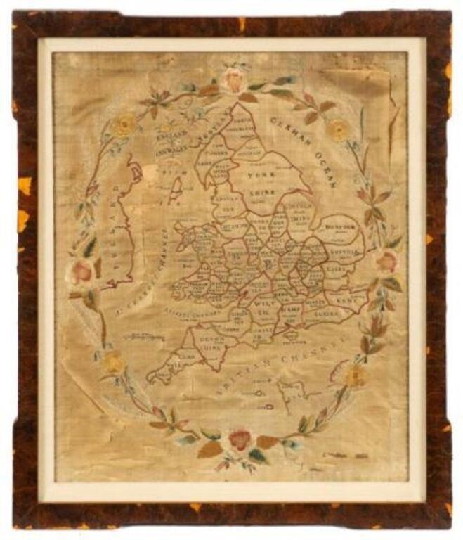 19th Century Embroidered Map Sampler.