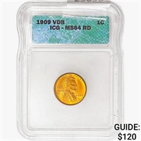 1909 VDB Wheat Cent ICG MS64 RD