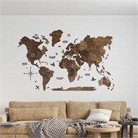 ENJOY THE WOOD 3D Wood World Map Wall Art Large Wo
