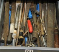 Drawer lot: files and cold chisels