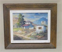 New Mexico Adobe Oil on Canvas, Signed M. Reina.