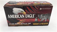 American Eagle 22-250 50gr JHP 50 Rds