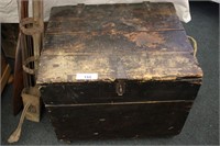 ANTIQUE LARGE TRUNK ON WHEELS