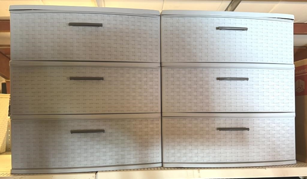 2 Light Gray 3 Draw Plastic Storage Units