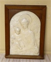 Dimensional Madonna and Child Plaster Plaque.