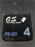 O.S. SS-20 3.56 cu in. 4 stroke engine, good compr