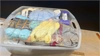 Rubbermaid Container of Wool & Patterns, some