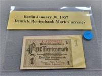 1937 Berlin Germany Mark Currency. Buyer must conf