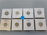 8-Mercury dimes, 1936d-1943. Buyer must confirm al