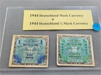 1944 Deutschland Mark & 1/2 Mark currency. Buyer m