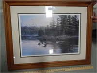 Framed and matted loon print by Kelley; appears si