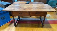 ANTIQUE WALNUT TAVERN TABLE W/ H STRETCHER