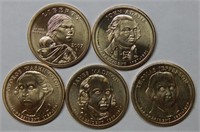 (5) Golden Presidential/Sacagawea  Dollars