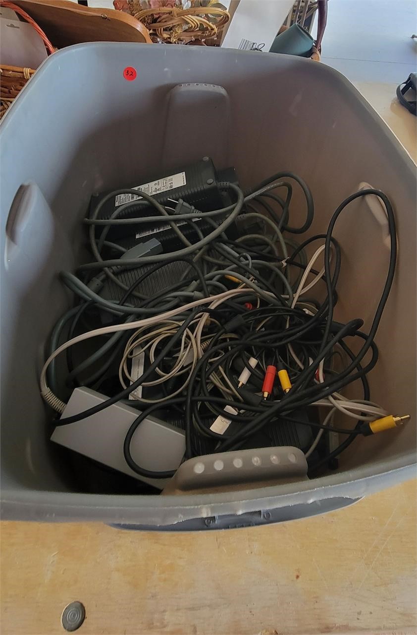 Tote of misc gaming cords