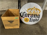 Aguila Tequila Box & Corona Tin Sign