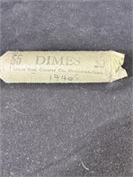 Roll of Dimes Mercury on End of Roll is Dated 1940