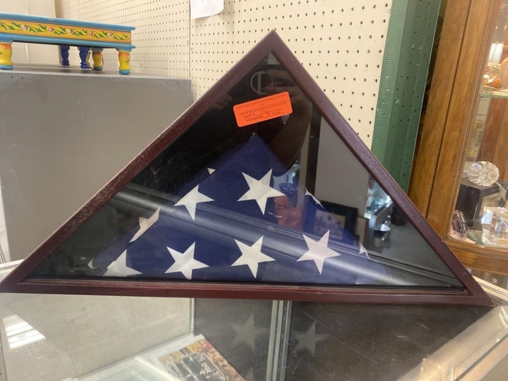 USA flag casket size. Folded.