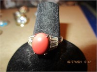 925 Silver Ring w/Orange & Clear-4.1 g