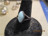 925 Silver Ring w/Blue Stone(Larimar)-2.4 g