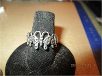 925 Silver Ring w/Butterflies-3.5 g