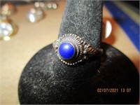925 Silver Ring w/Blue Lapis Stone-2.5 g