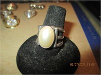 925 Silver Ring w/White Stone-6.2 g