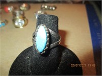 925 Silver Ring w/Turquoise Stone-4.8 g