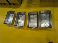 (4) Stainless Steel Commercial Pans w/ Strainers