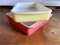 Pyrex Pink Flamingo & Primary Yellow Baking Pans
