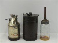 BOX: THREE OIL & FLUID CANISTERS