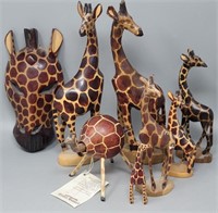 Family of Giraffes Hand Carved & Giraffe Mask