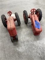 2 Farmall Plastic Tractors - 1 missing wheel 8"