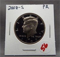 2008-S Proof Kennedy half dollar.
