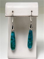 Lg Sterling (BBJ) Turquoise Dangle earrings 14 Gr