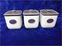 3 Pcs The Old Pottery Company Kitchen Canisters