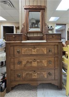 Antique Dresser w/ Mirror & Marble Top