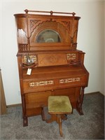 Oak Pump Organ w/ Stool