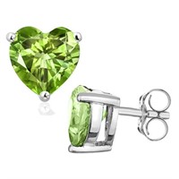 5MM Heart Cut Peridot 1.1CTW Stud Earrings in Ster