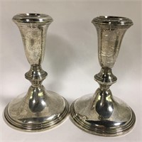 Pair Of Empire Sterling Weighted Candle Sticks