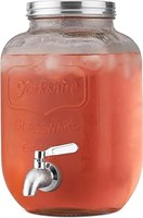 1 Gallon Glass Beverage Drink Dispenser with Metal