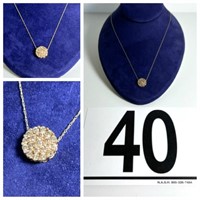 [F] Stamped 10K Gold Diamond & Pendent Chain